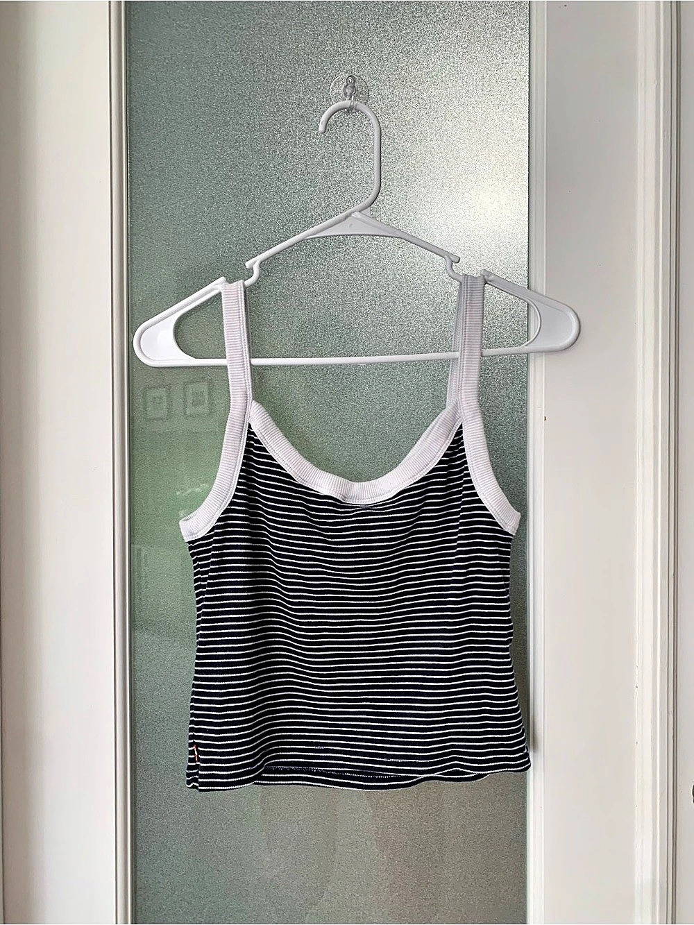 Levi's Essential Sporty Rib Tank Top Striped Cotton Tank Top in Blue & White